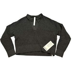 Lululemon Collared Merino Wool Sweater HBLK Heathered Black Size XL